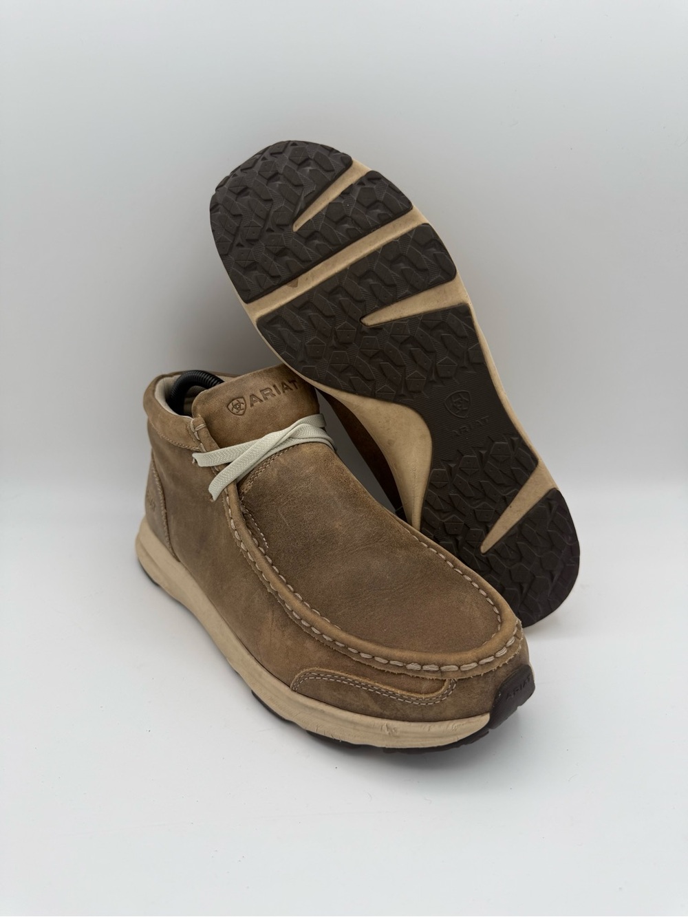 Women's Ariat Spitfire Brown Bomber Leather Western Lace-Up Slip-On Boot Size 9B